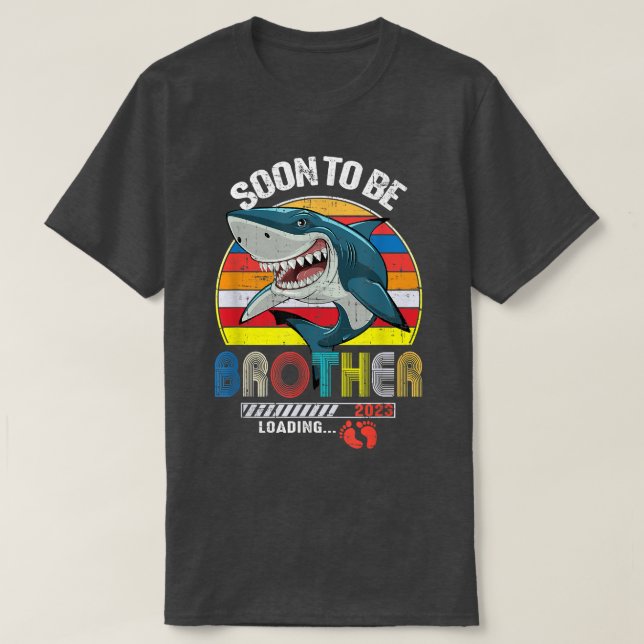 T-shirt Brother Shark Fête des pères Bientôt être Brother  (Design devant)