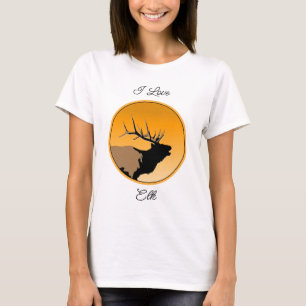 T-shirt Brouillonnant Bull Elk au coucher du soleil Art or
