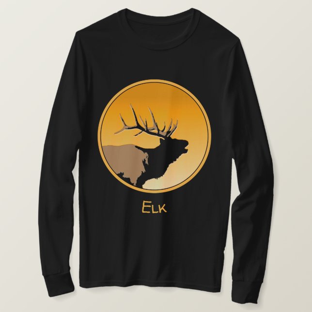 T-shirt Brouillonnant Bull Elk au coucher du soleil Art or (Design devant)