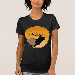 T-shirt Brouillonnant Bull Elk au coucher du soleil Art or