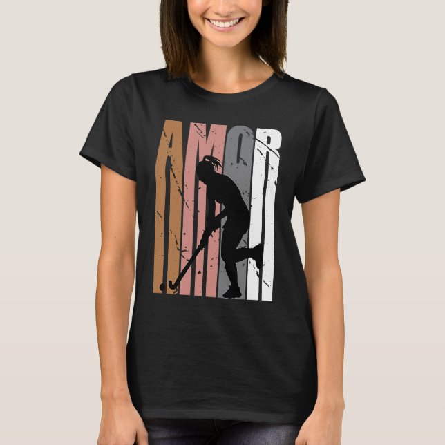 T-shirt Brown Amor Hockey Motivational Girls Teen Teenager (Devant)