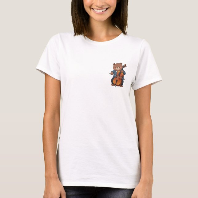 T-shirt Brown Bear Musician Playing Cello (Devant)
