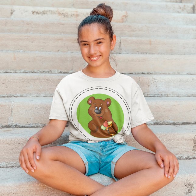 T-shirt Brown Bear With Ice Cream (Créateur téléchargé)