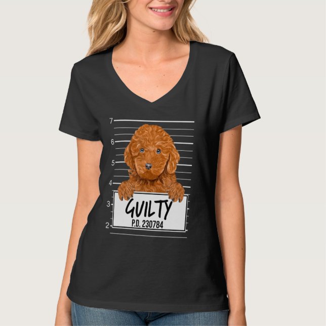 T-shirt Brown caniche Mugshot Guilty Chien (Devant)