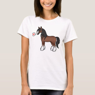 T-shirt Brown Cartoon Gypsy Vanner Shire Clydesdale Love