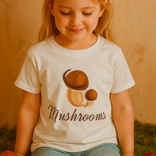 T-shirt Brown Champignons Whimssical Nature Nourriture