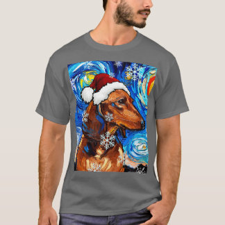 T-shirt Brown cheveux court Dachshund Père Noël