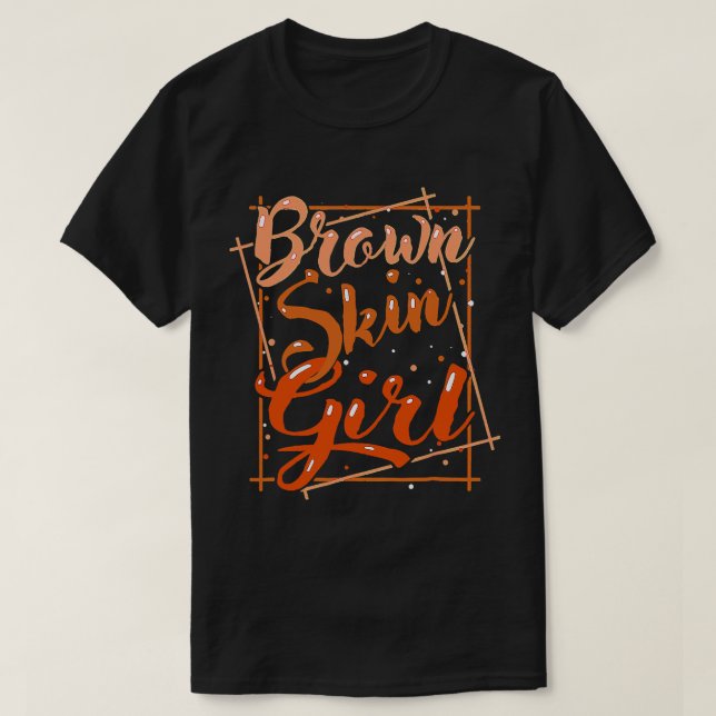 T-shirt Brown fille de peau Melanin noir Reine magique Jun (Design devant)