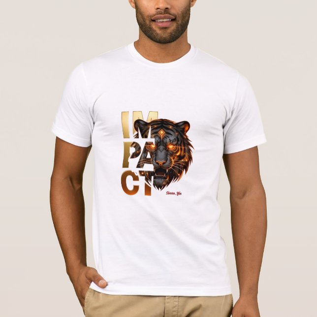 T-shirt Brown Gold Tiger 'IMPACT' - Bold Gold Aesthetic (Devant)