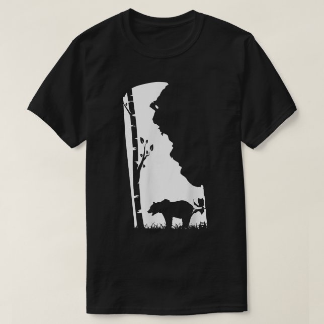T-shirt Brown Grizzly Bear Hunting - Delaware map Hunter  (Design devant)
