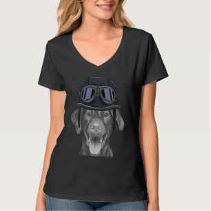 T-shirt Brown Labrador Retriever portant une motorcyl Vint