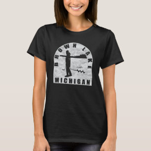 T-shirt Brown Lake Ice Fishing Michigan