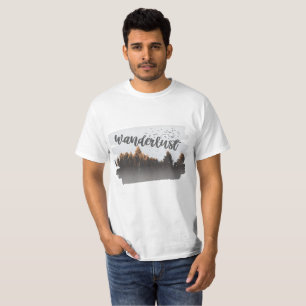 T-shirt Brown minimaliste Wanderlust : Montagnes et Forêt
