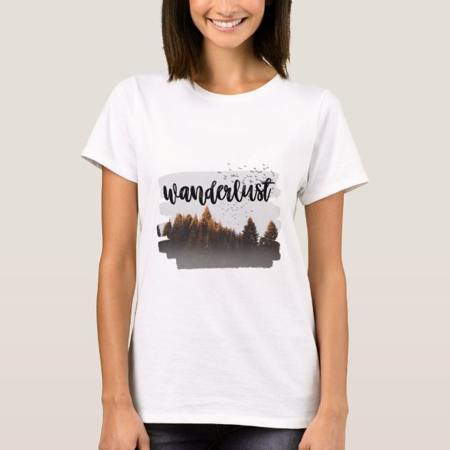 T-shirt Brown minimaliste Wanderlust Mountains (Devant)