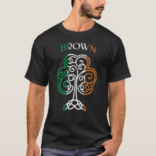 T-shirt BROWN nom irlandais Shamrock Irlande Drapeau famil