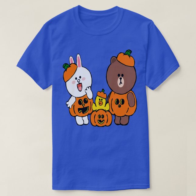 T-shirt Brown ours cony lapin lapin canard citrouilles (Design devant)