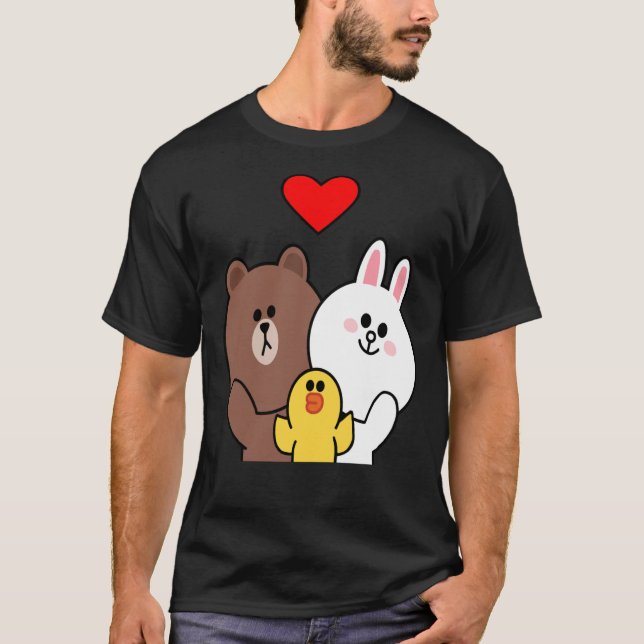 T-shirt Brown Ours Cony Lapin Lapin Lapin Canard Nous Vous (Devant)