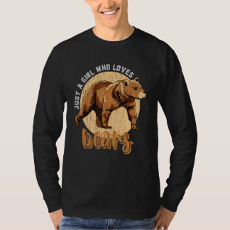 T-shirt Brown Ours Girls Femmes Forêt Animal Faune Bea
