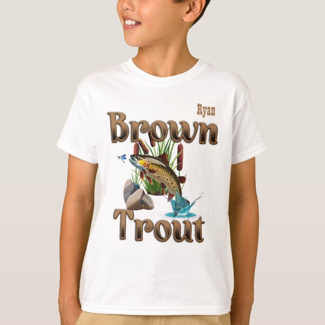 T-shirt Brown Trout Boy's Customizable (Devant)