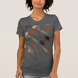 T-shirt Brown Turquoise Beige Diagonal Sud-Ouest Art Look 