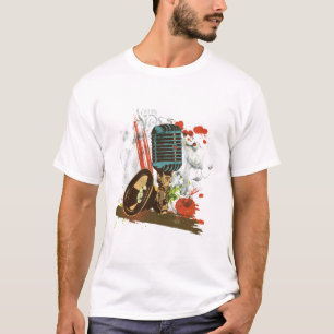 T-shirt broyer le vecteur microphone vintage