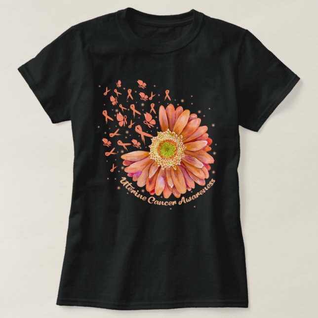 T-shirt Broyer Ruban Hummingbird Sunflower Cancer utérin  (Design devant)