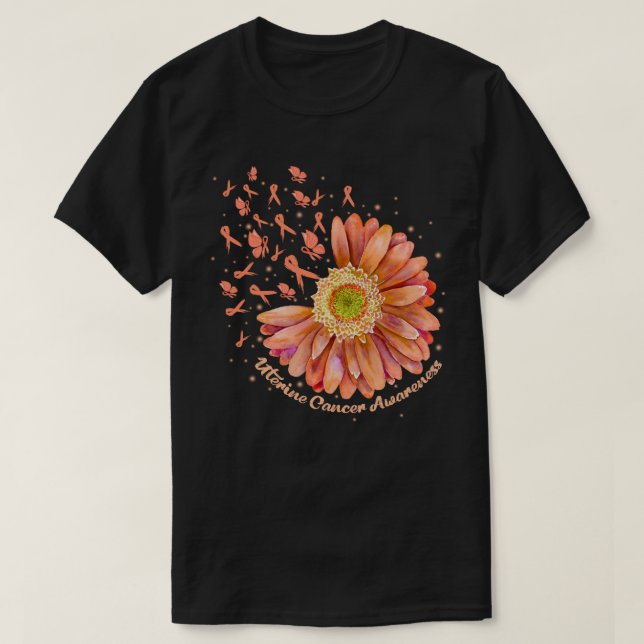 T-shirt Broyer Ruban Hummingbird Sunflower Cancer utérin  (Design devant)