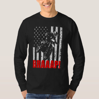 T-shirt Brraaap Dirt Bike Drapeau Américain Motocross Bike