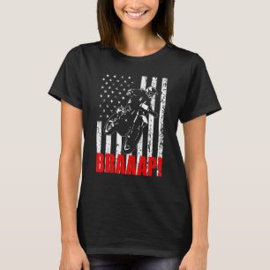 T-shirt Brraaap Dirt Bike Drapeau Américain Motocross Bike