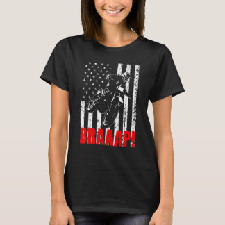 T-shirt Brraaap Dirt Bike Drapeau Américain Motocross Bike