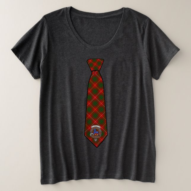T-shirt Bruce Tartan Necktie avec insigne femmes (Design devant)