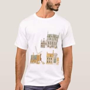 T-shirt Bruges Belgique. Hôtel de ville et traditionnel