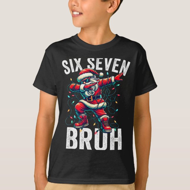 T-shirt Bruh 67 Six Seven Santa Dabbing Christmas Meme Boy (Devant)