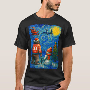 T-shirt Bruh Bigfoot Bonhomme de neige Nuit étoilée Noël X