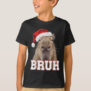 T-shirt Bruh Capybara Funny Santa Hat Casquette de la sais