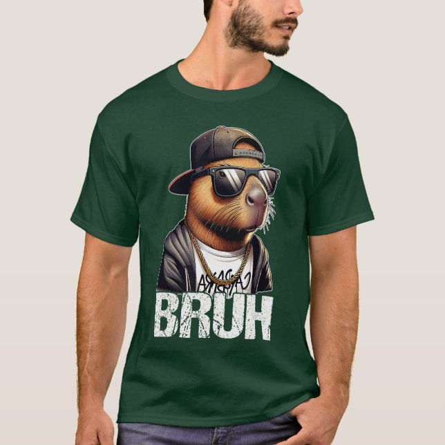 T-shirt Bruh Capybara Sunglasses Boys Mens Funny Capybara  (Devant)