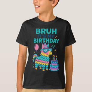 T-shirt Bruh C'est Mon Anniversaire Drôle Lama Piñata Garç
