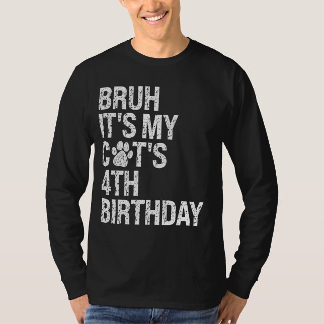 T-shirt Bruh C'est My Funny Chat 4 Anniversaire Meow Kitte (Devant)