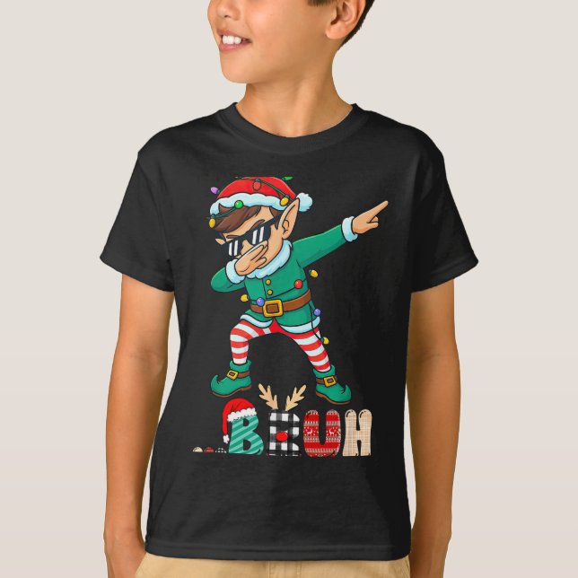 T-shirt Bruh Dabbing Elf Funny Kids Boys Mens Christmas Ma (Devant)