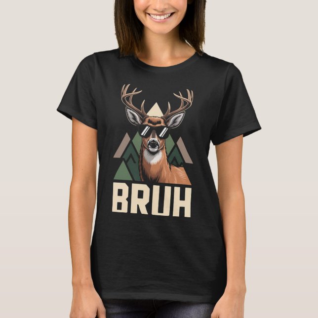 T-shirt Bruh Deer Funny Deer Hunting Camo Hat Youth Kids S (Devant)