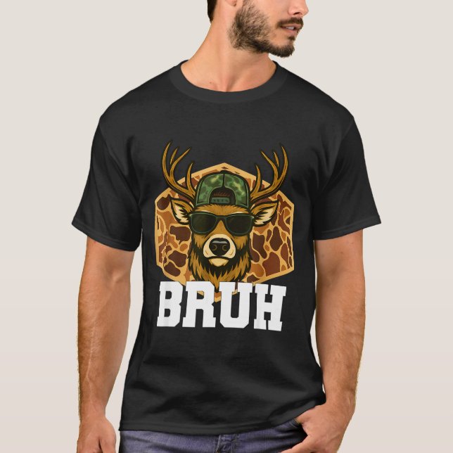 T-shirt Bruh Deer Funny Deer Hunting Camo Hat Youth Teens  (Devant)