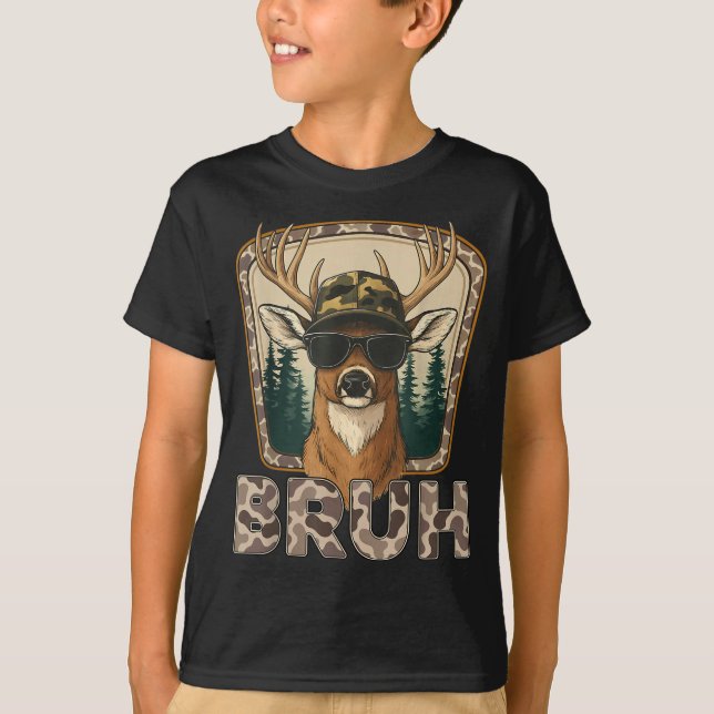 T-shirt Bruh Deer Hunter Funny Deer Hunting Camo Men Teens (Devant)
