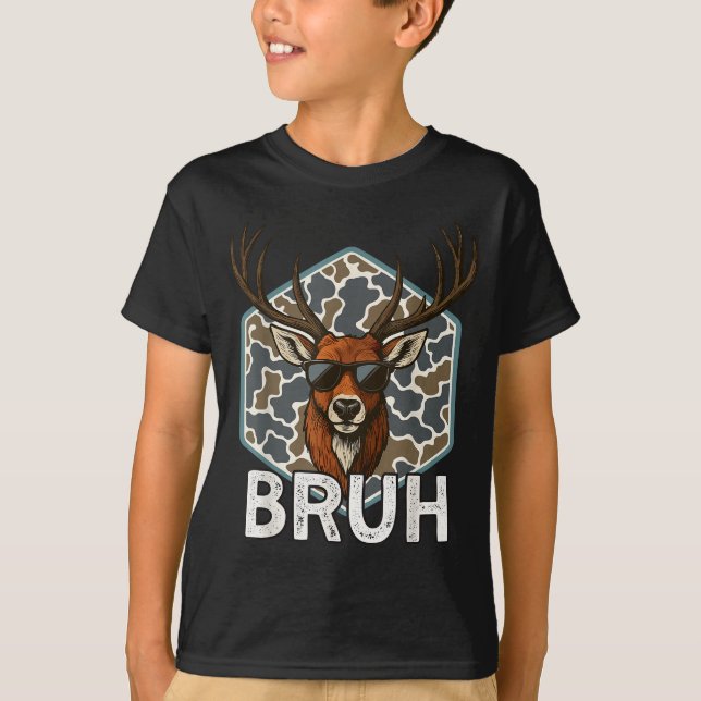 T-shirt Bruh Deer Hunter Funny Deer Hunting Camo Men Teens (Devant)