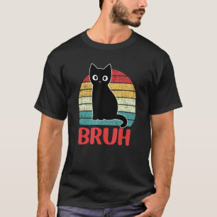 T-shirt Bruh drôle avec salutations de chat noir pour adol