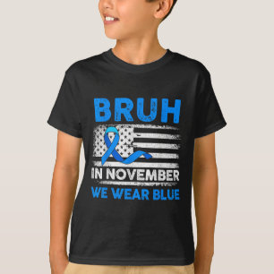 T-shirt Bruh En Novembre Nous Portons Le Ruban Bleu Vintag