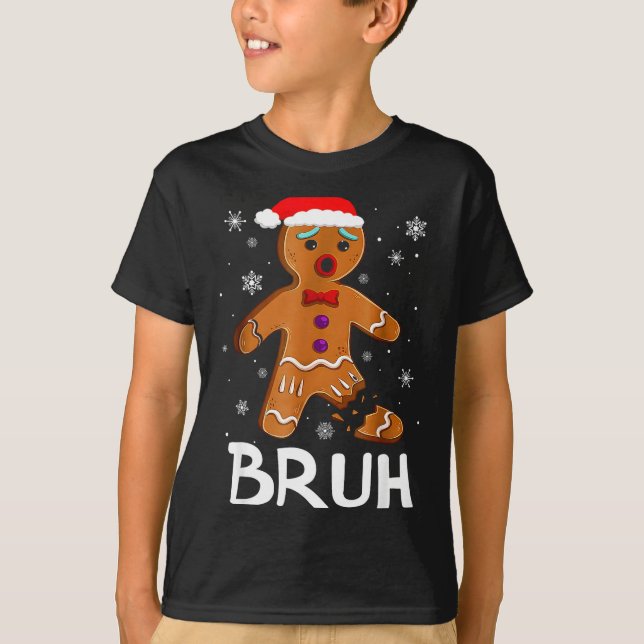 T-shirt Bruh Funny Christmas Gingerbread Man Teens Boys Ki (Devant)