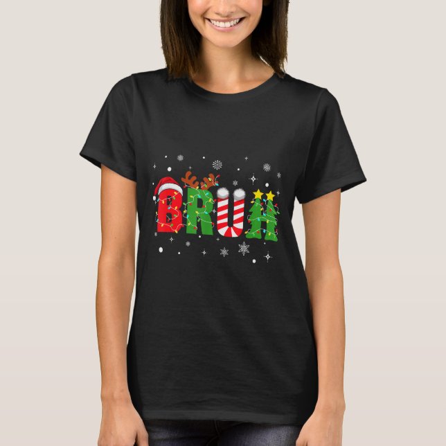 T-shirt Bruh Funny Christmas Red Plaid Teens Boys Kids Xma (Devant)