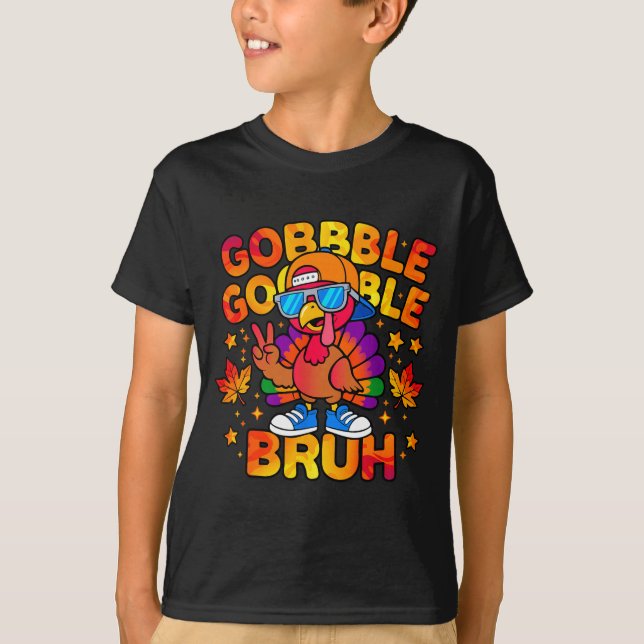 T-shirt Bruh Funny Thanksgiving Turkey Gobble Outfit Boys  (Devant)