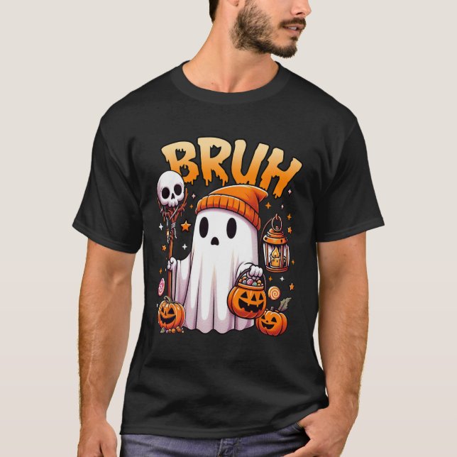 T-shirt Bruh Ghost Halloween mignon Ghost Tricot Ou Traite (Devant)