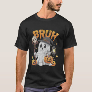 T-shirt Bruh Halloween mignon Fantôme Trace Ou Traiter Can